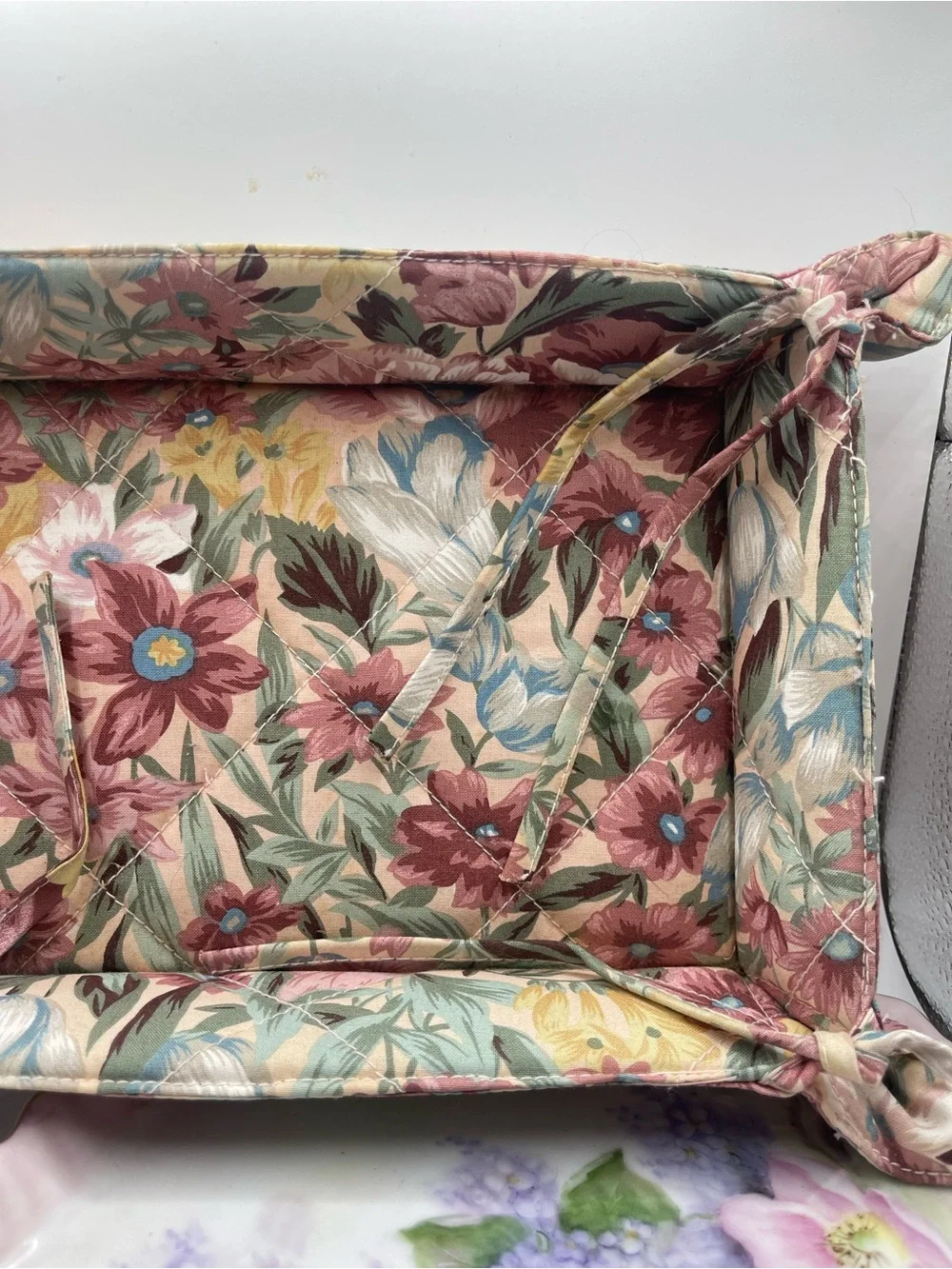 Floral Fabric Tray‎ - Mauve, Pink, Cream